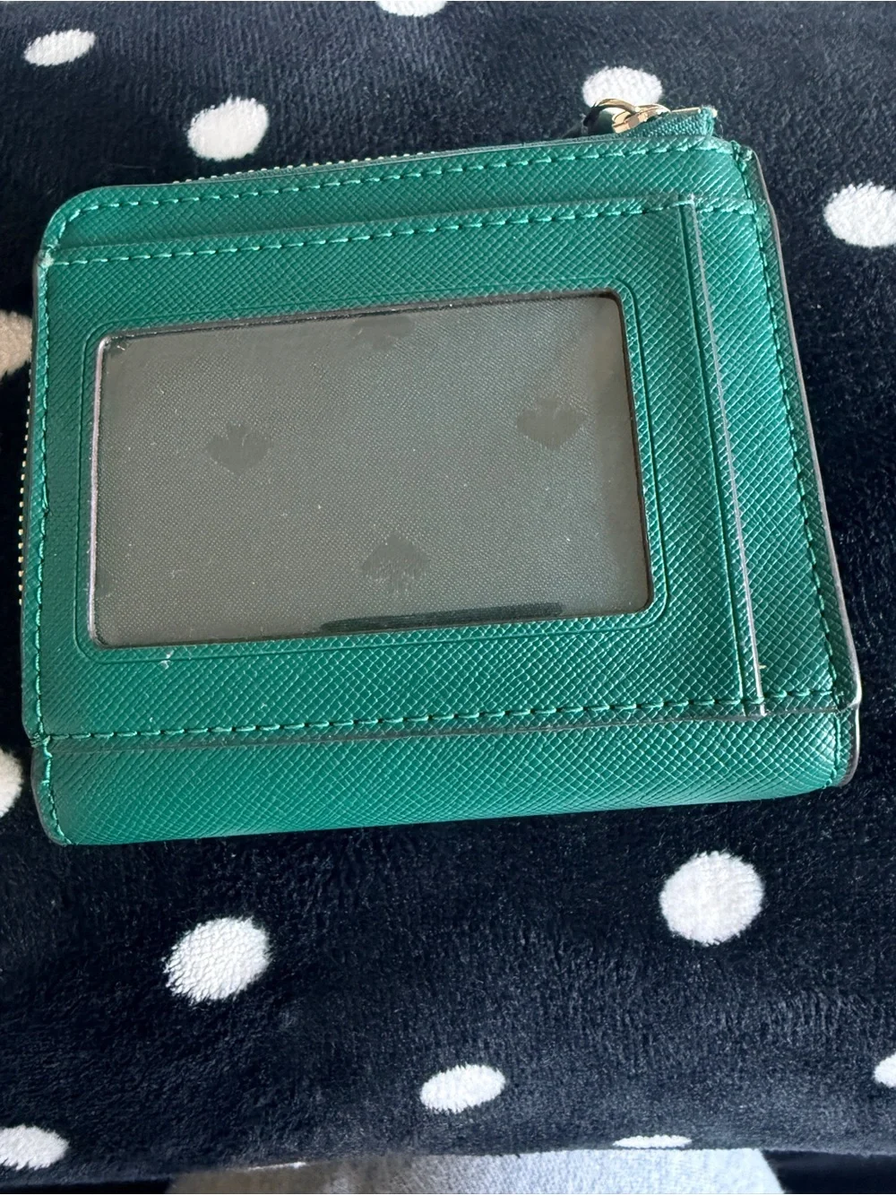 kate spade emerald green zip-around compact wallet